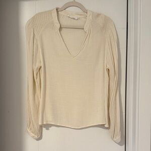 All in Favor Cream V-Neck Blouse